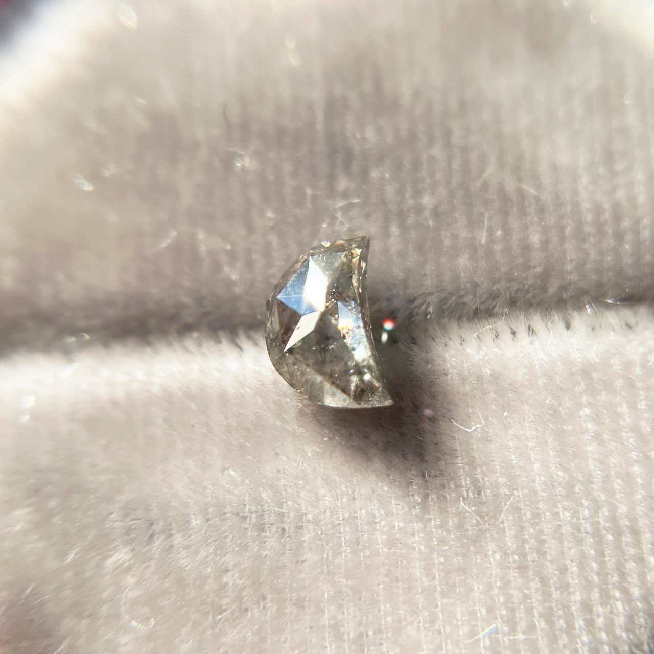 Half Crescent Moon Rose Cut Salt & Pepper Diamond