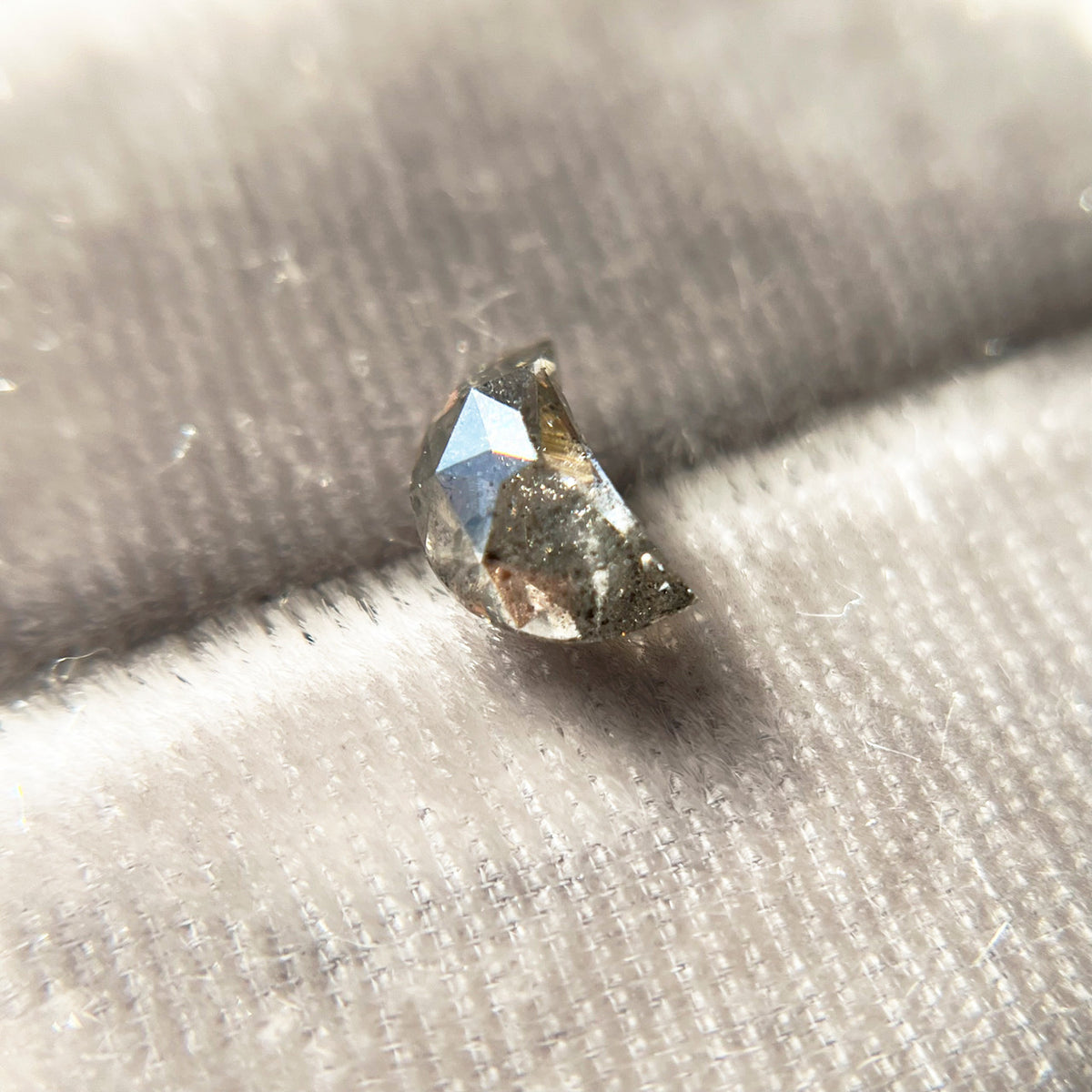 Half Crescent Moon Rose Cut Salt & Pepper Diamond