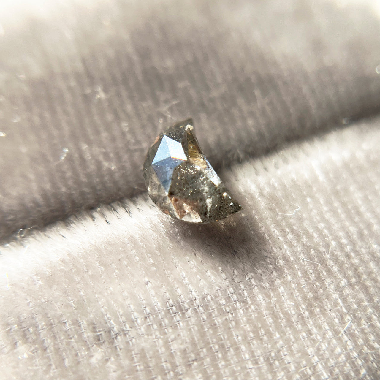 Half Crescent Moon Rose Cut Salt & Pepper Diamond