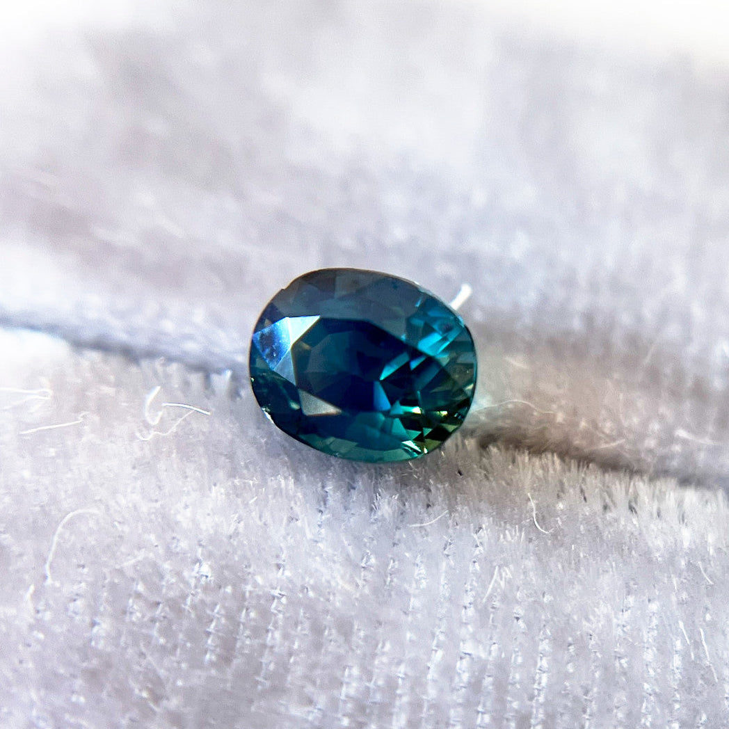 Oval Opalescent Teal Blue Sapphire