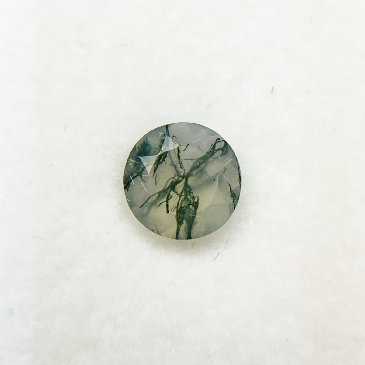 Intricately Veined Round Cut Moss Agate