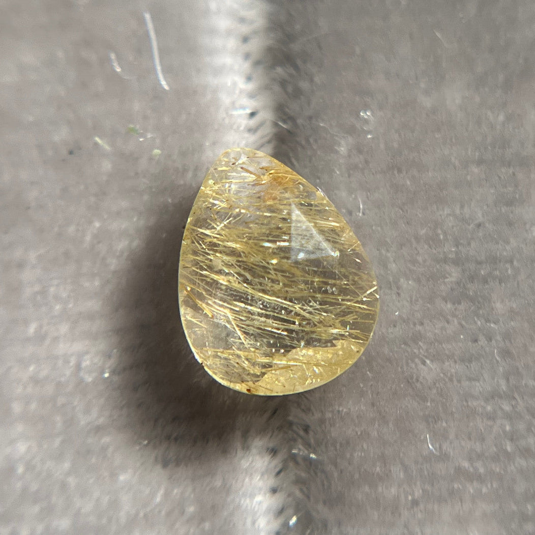 Rose Cut Pear Shaped Gold Rutilated Quartz