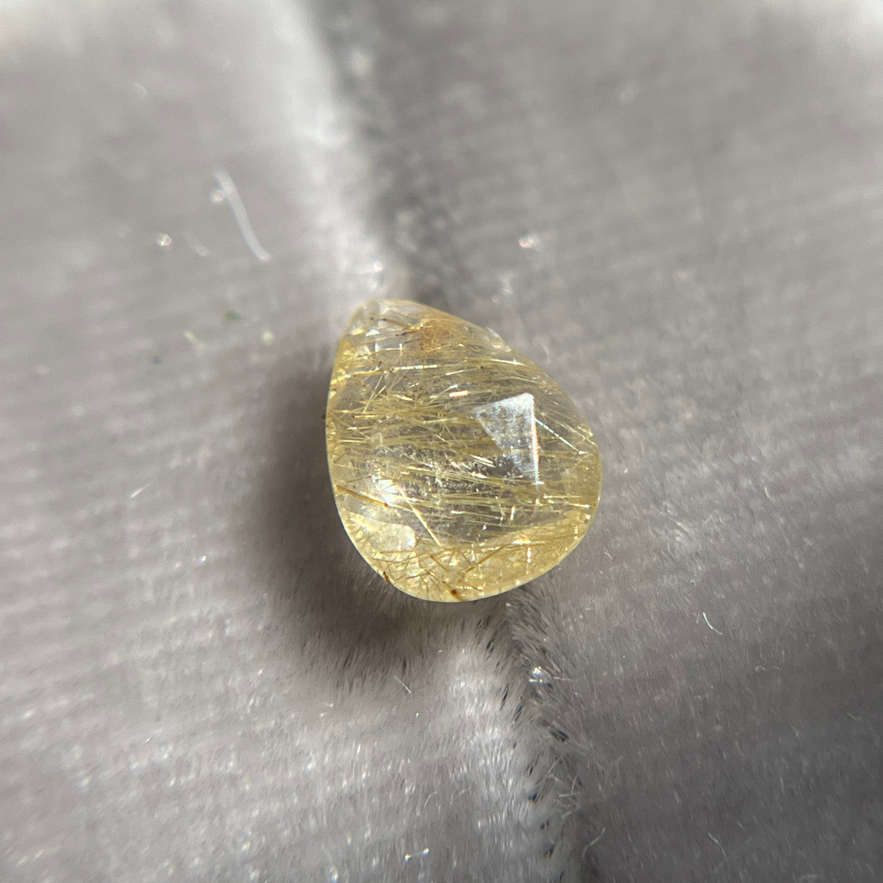 Rose Cut Pear Shaped Gold Rutilated Quartz