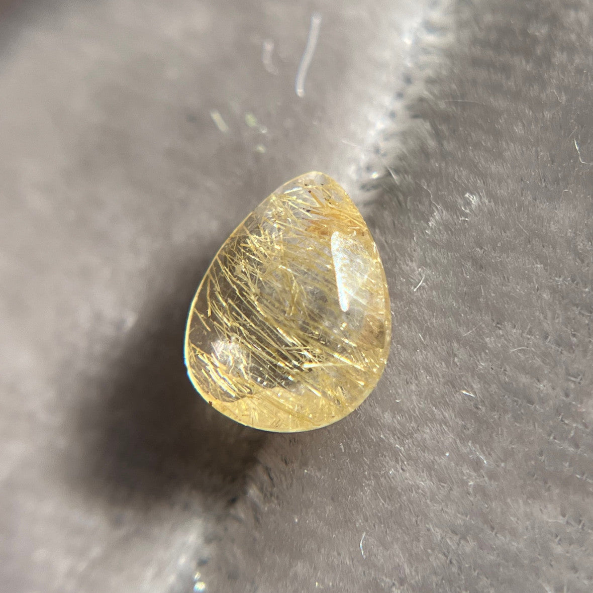 Rose Cut Pear Shaped Gold Rutilated Quartz