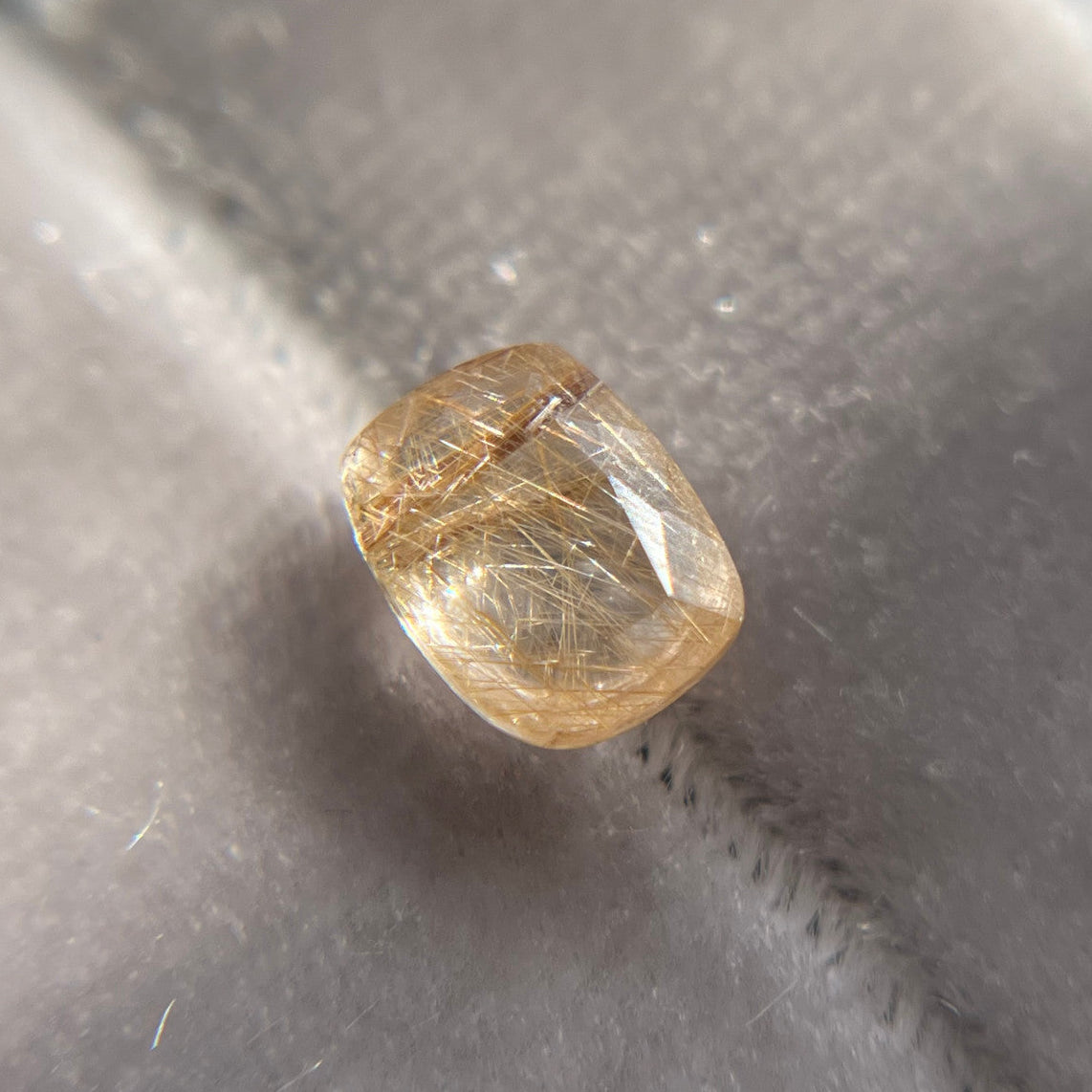 Elongated Rose Cut Gold Straw Rutilated Quartz