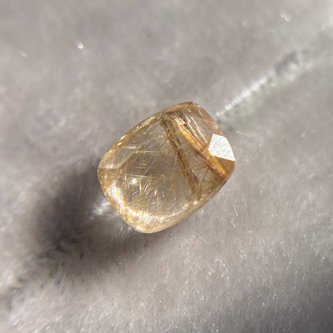 Elongated Rose Cut Gold Straw Rutilated Quartz