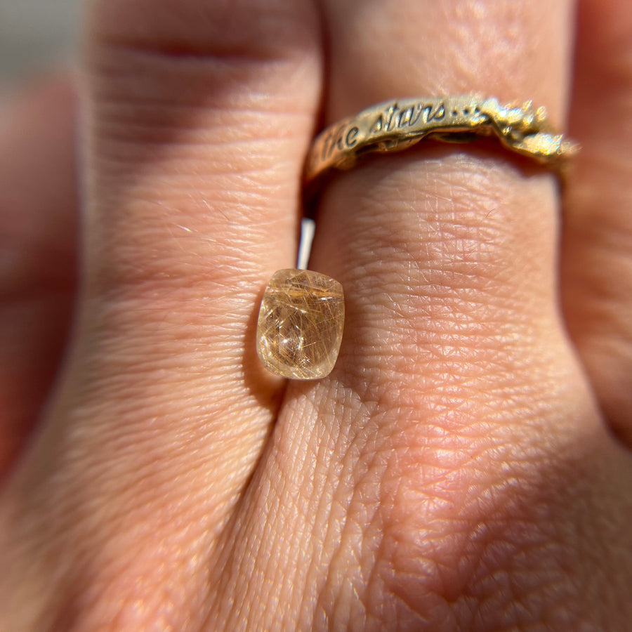 Elongated Rose Cut Gold Straw Rutilated Quartz