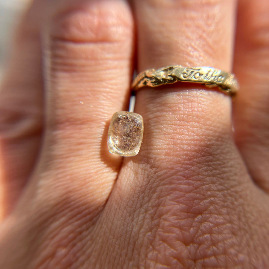 Elongated Rose Cut Gold Rutilated Quartz