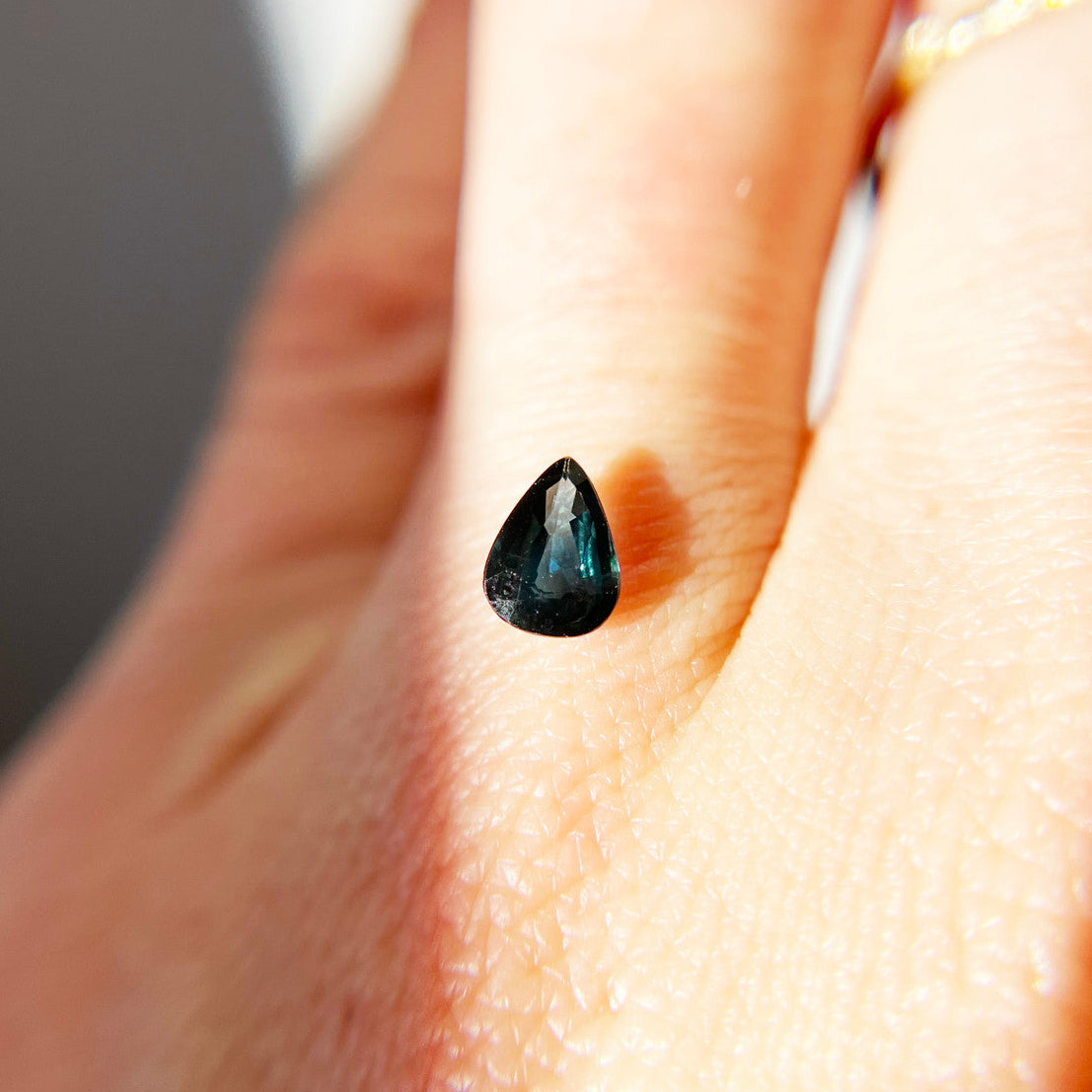 Dark Teal Blue Pear Cut Montana Sapphire