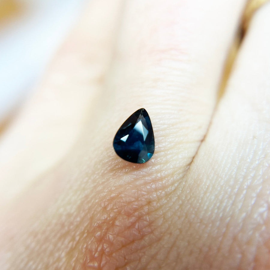 Dark Teal Blue Pear Cut Montana Sapphire