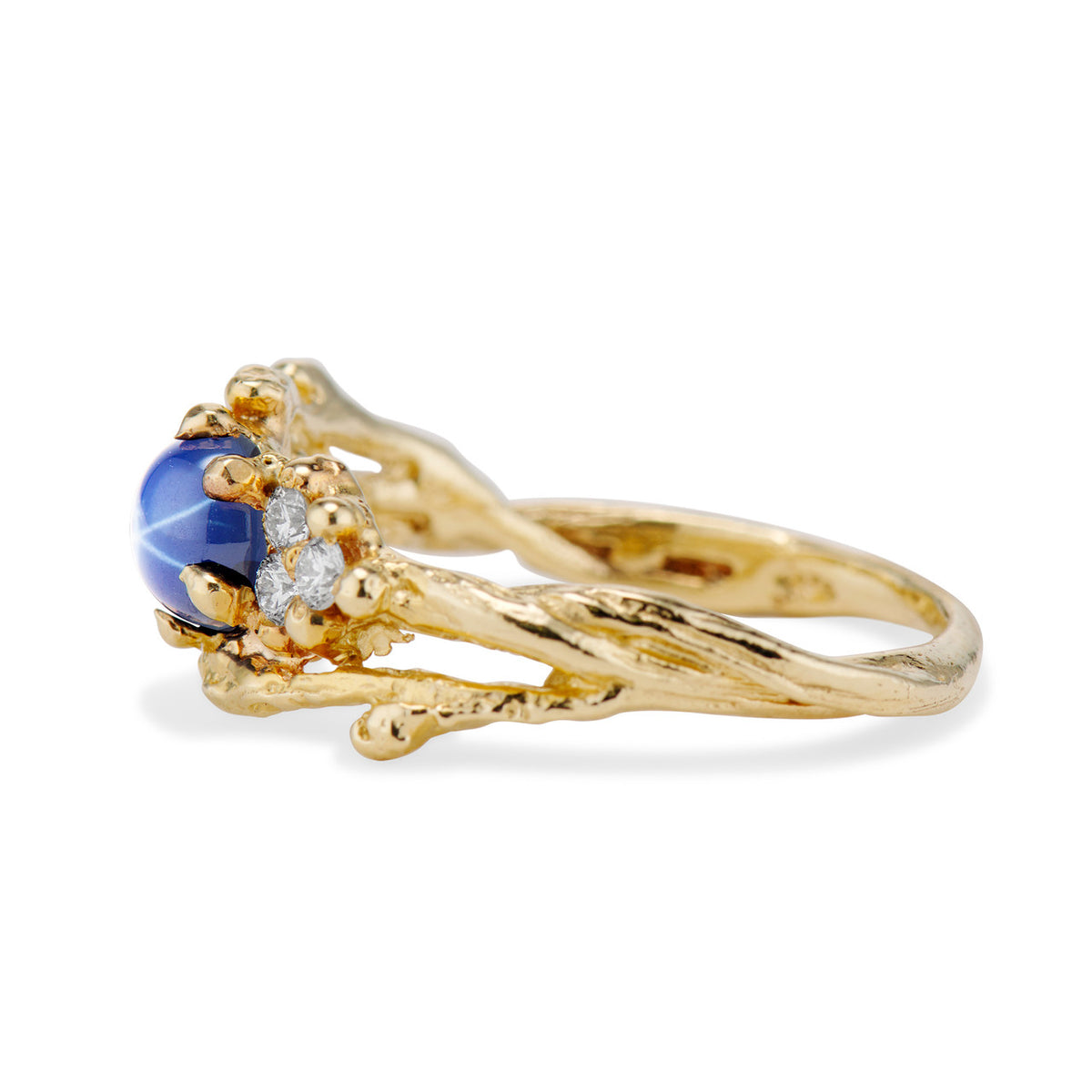 14K Yellow Gold Feyre Star Sapphire Cluster Ring by Olivia Ewing Jewelry