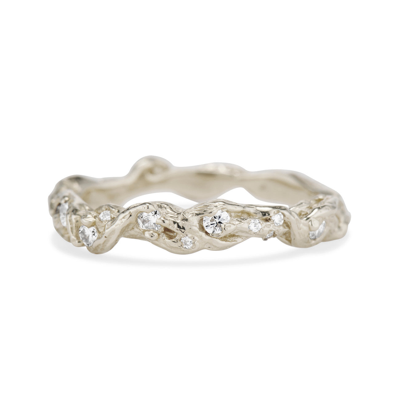 14K White Gold Woodland Diamond Ring by Olivia Ewing Jewelry