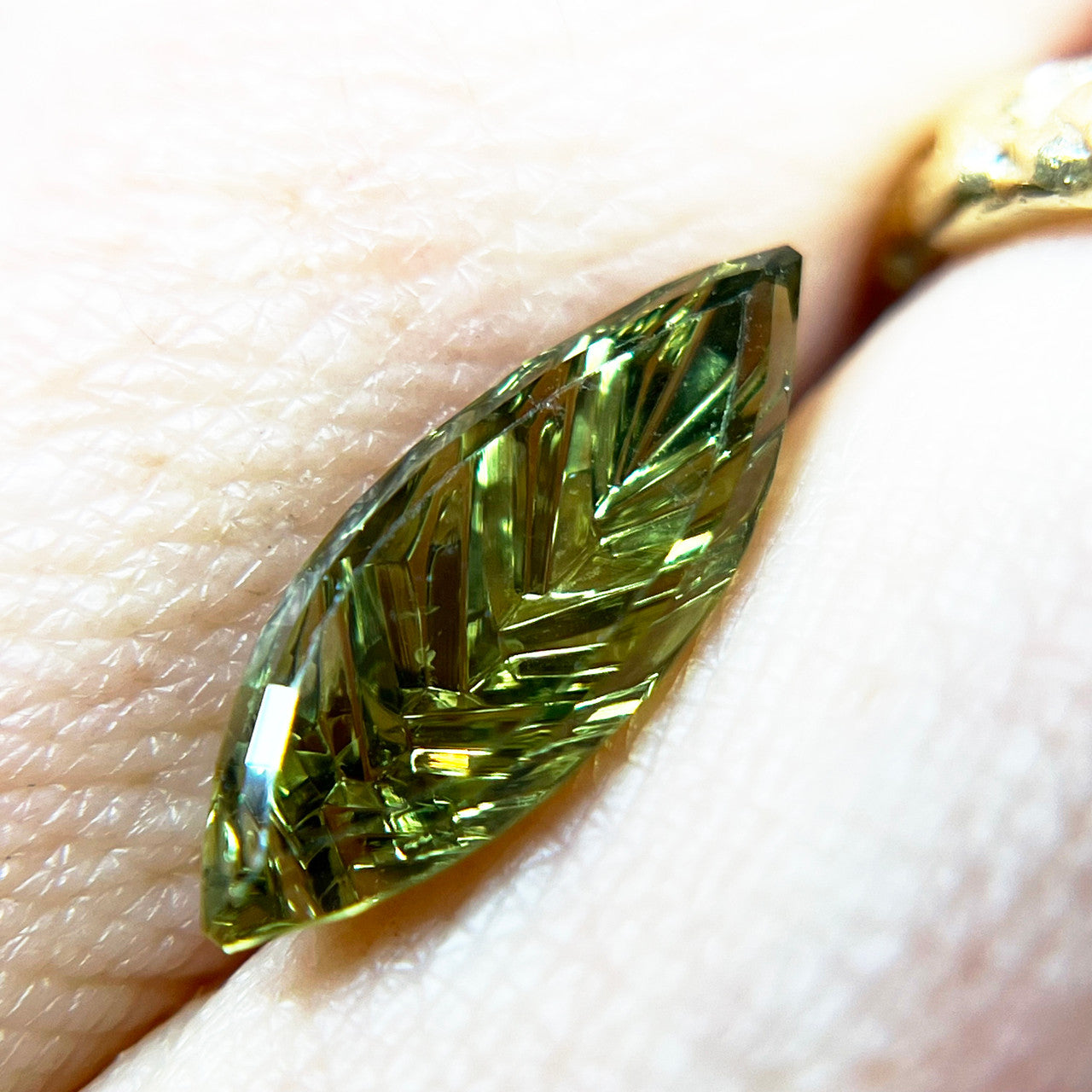 Yellow Green Leaf Sapphire Marquise Dreamscape™ Cut by John Dyer