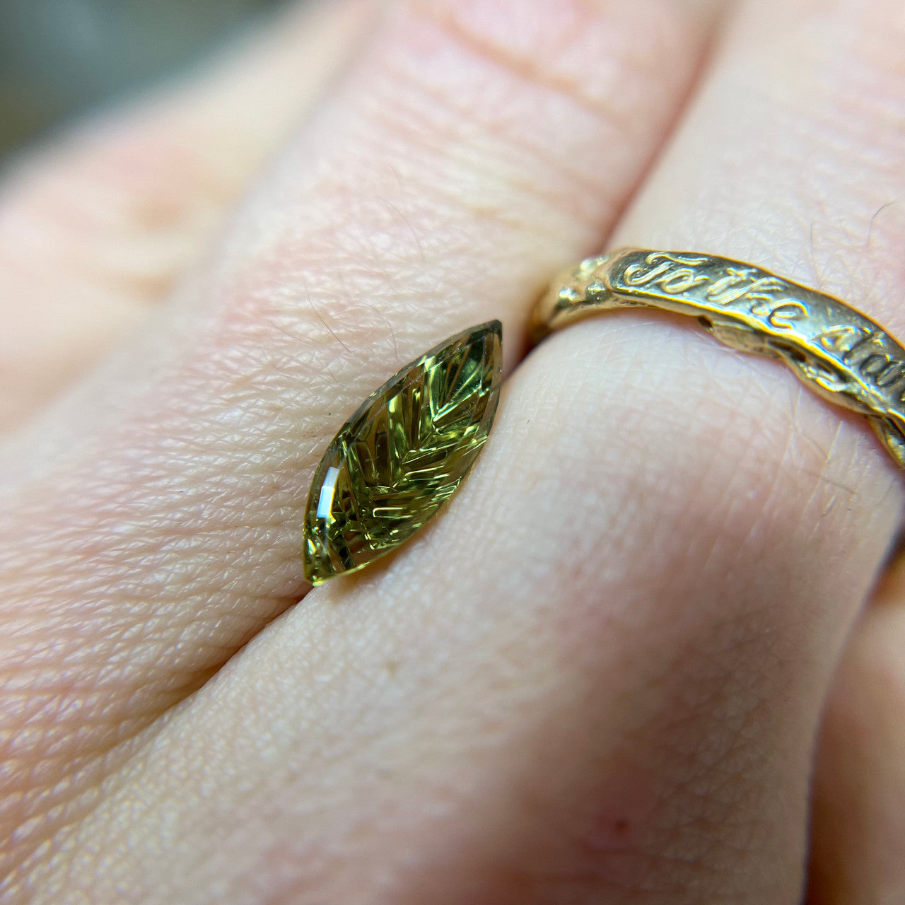 Yellow Green Leaf Sapphire Marquise Dreamscape™ Cut by John Dyer