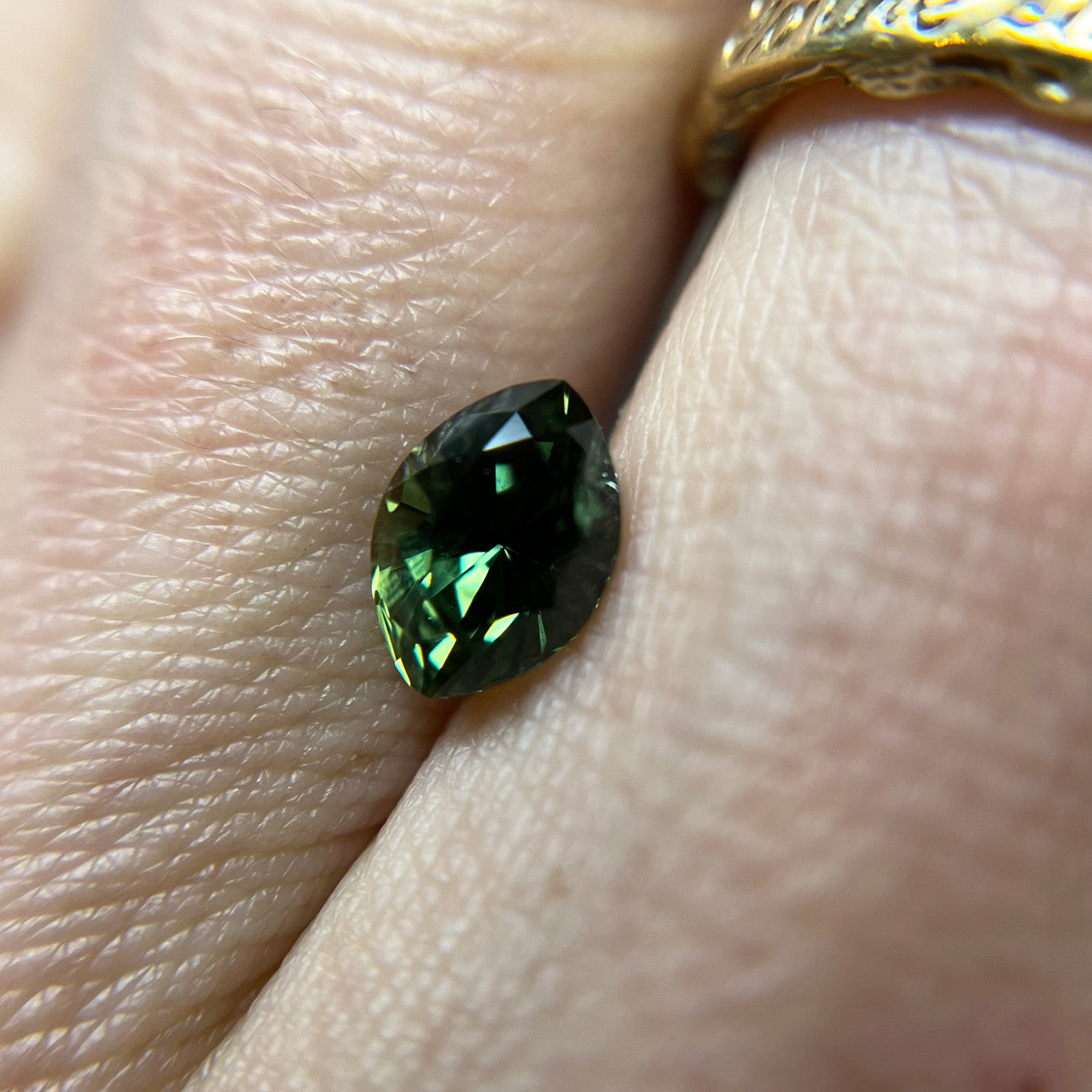 Marquise Brilliant Cut Green Australian Sapphire