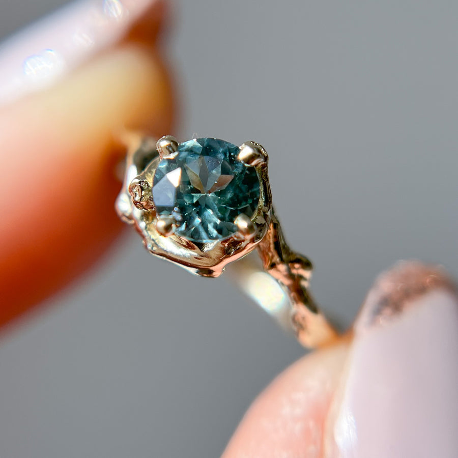 Demi Naples Teal Sapphire Solitaire