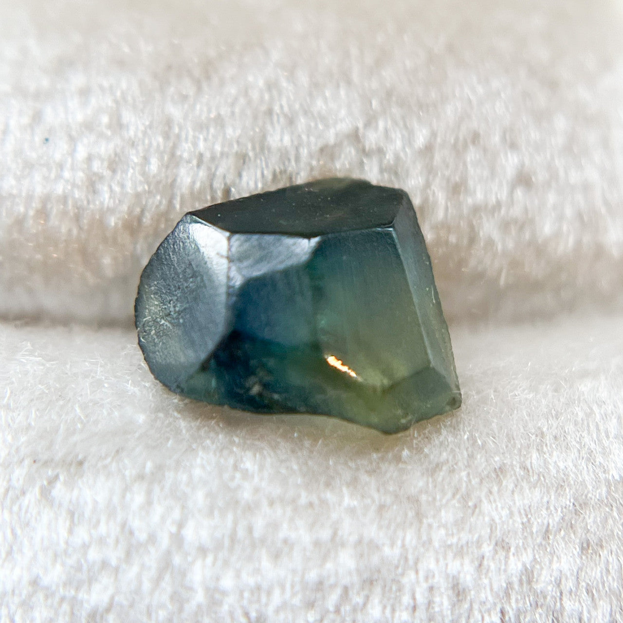 Organically Faceted Parti Color Teal Green Rough Australian Sapphire
