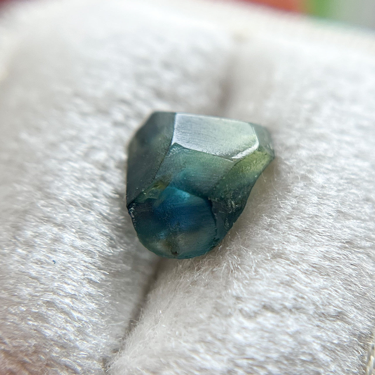 Organically Faceted Parti Color Teal Green Rough Australian Sapphire