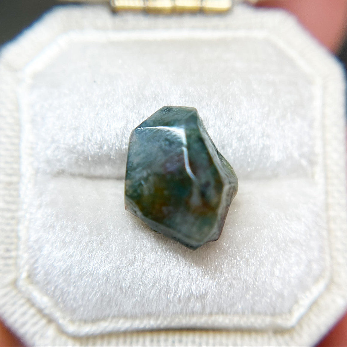 Organically Faceted Dark Green Moss Agate