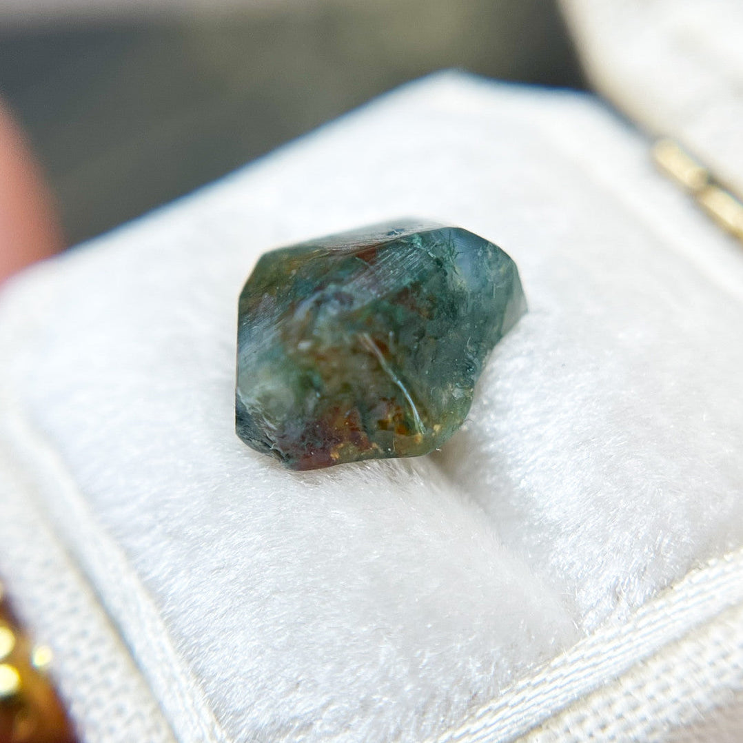 Organically Faceted Dark Green Moss Agate