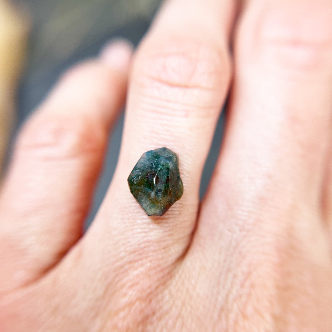 Organically Faceted Dark Green Moss Agate