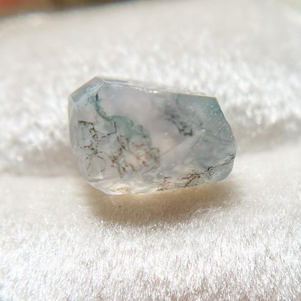 Organically Faceted Delicately Veined Moss  Agate