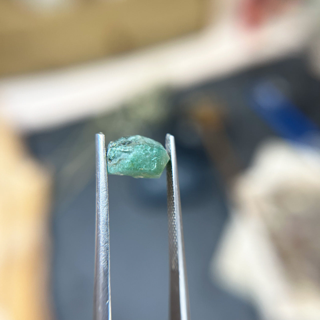 Organically Faceted Jade Green Moss Agate