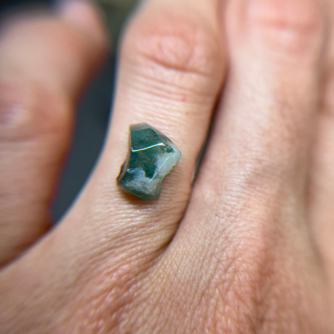 Organically Faceted  Creamy Moss Agate