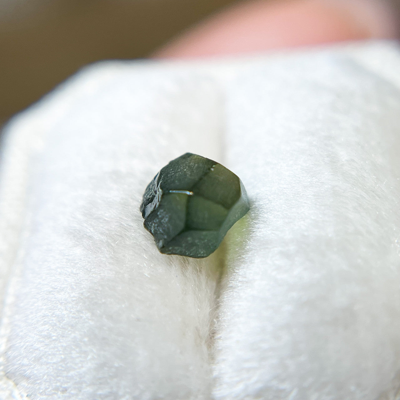 Organically Faceted Deep Green Australian Sapphire
