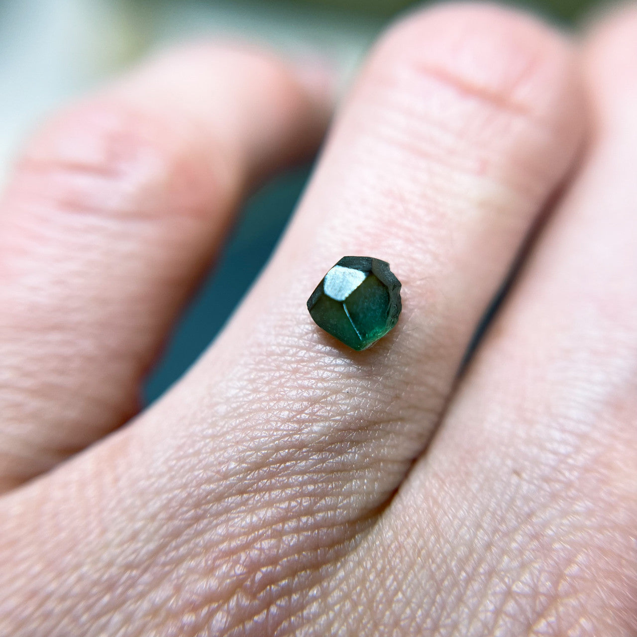 Organically Faceted Deep Green Australian Sapphire
