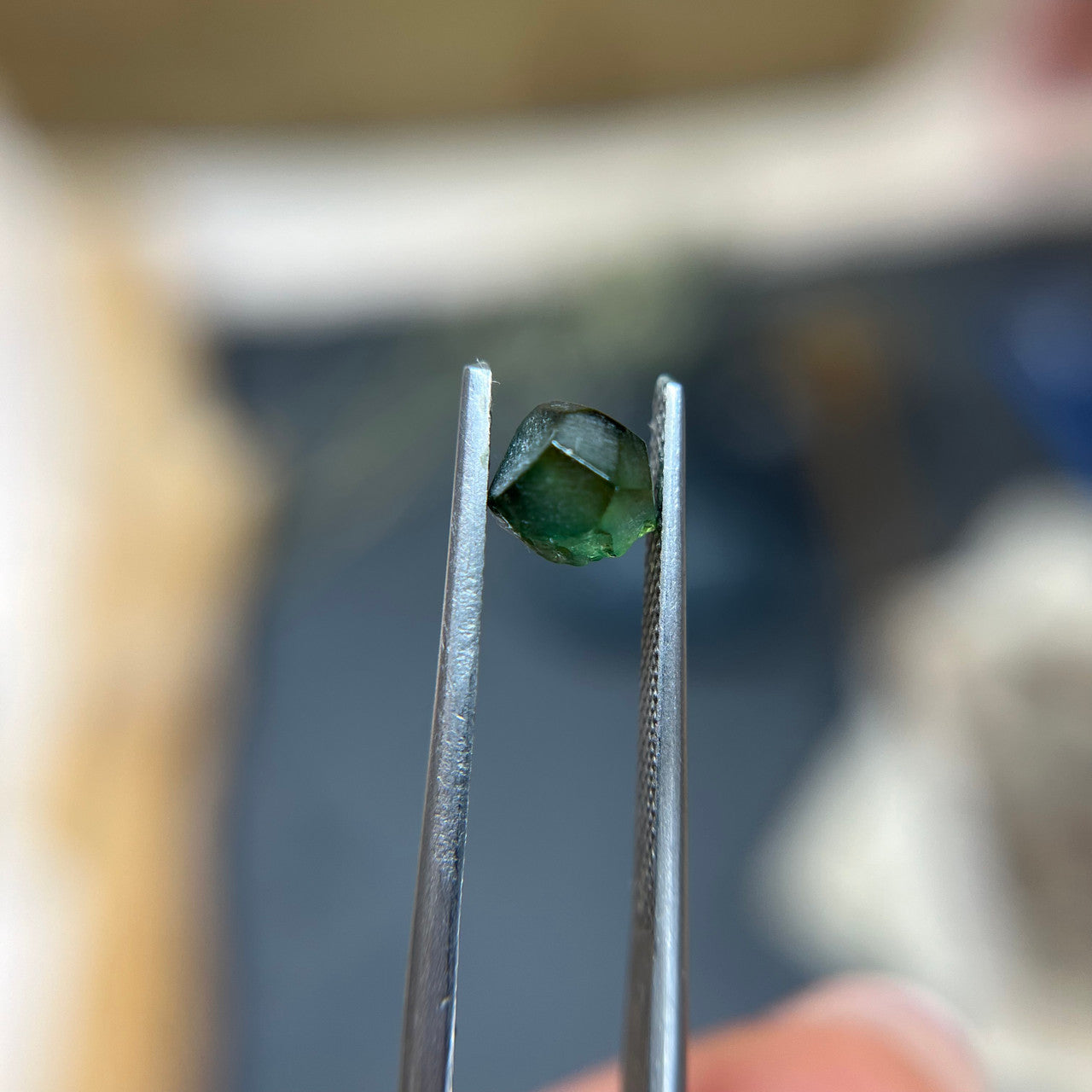 Organically Faceted Deep Green Australian Sapphire