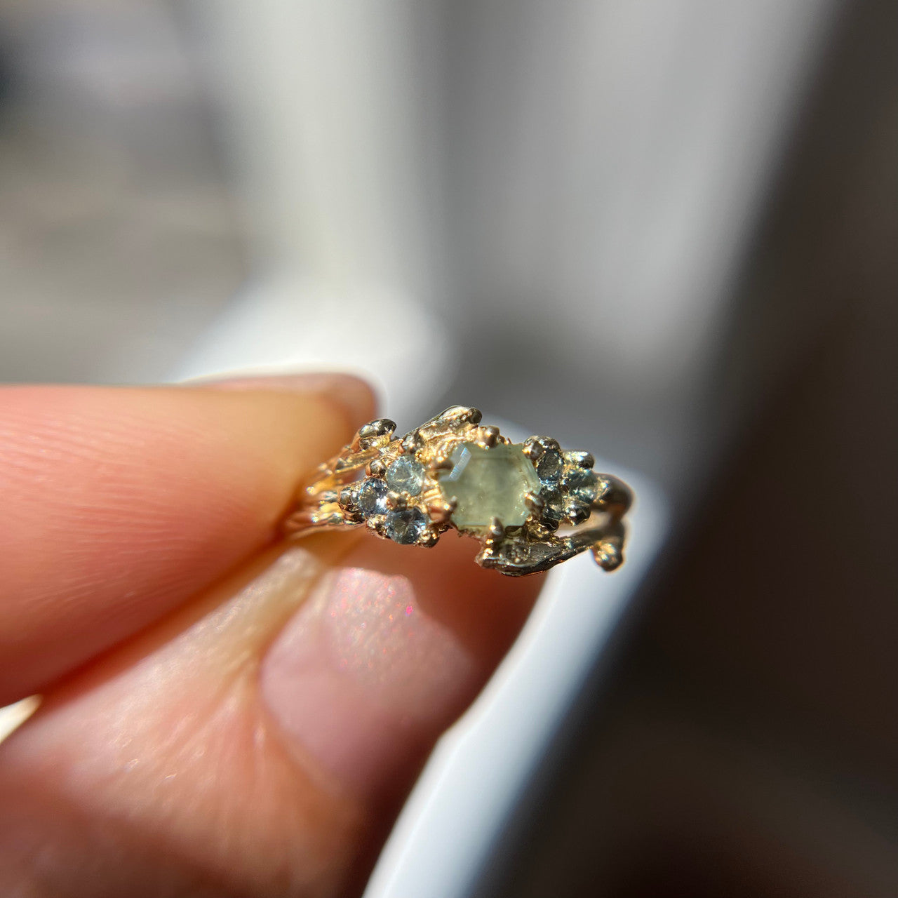OOAK - Feyre Hexagonal Cut Montana Sapphire Ring