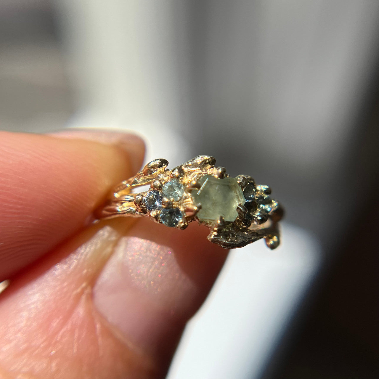 OOAK - Feyre Hexagonal Cut Montana Sapphire Ring