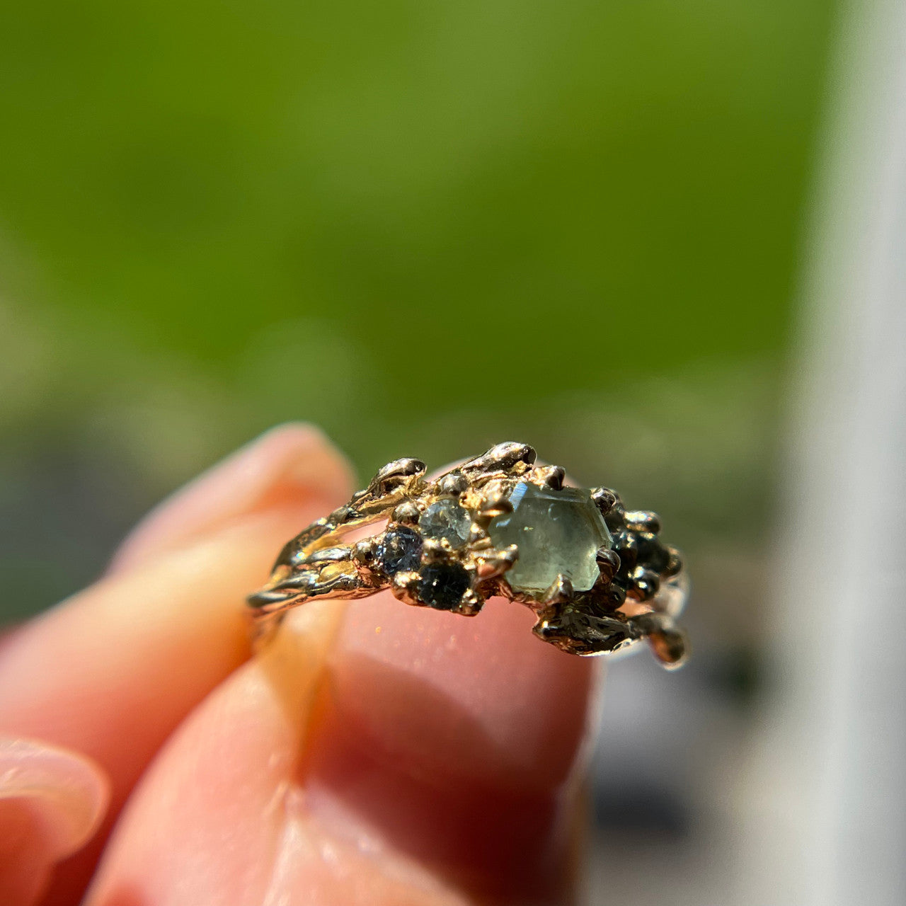 OOAK - Feyre Hexagonal Cut Montana Sapphire Ring