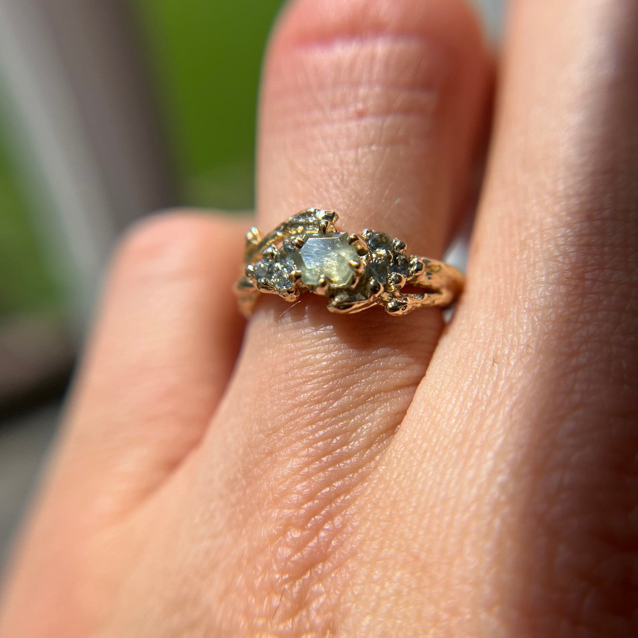 OOAK - Feyre Hexagonal Cut Montana Sapphire Ring