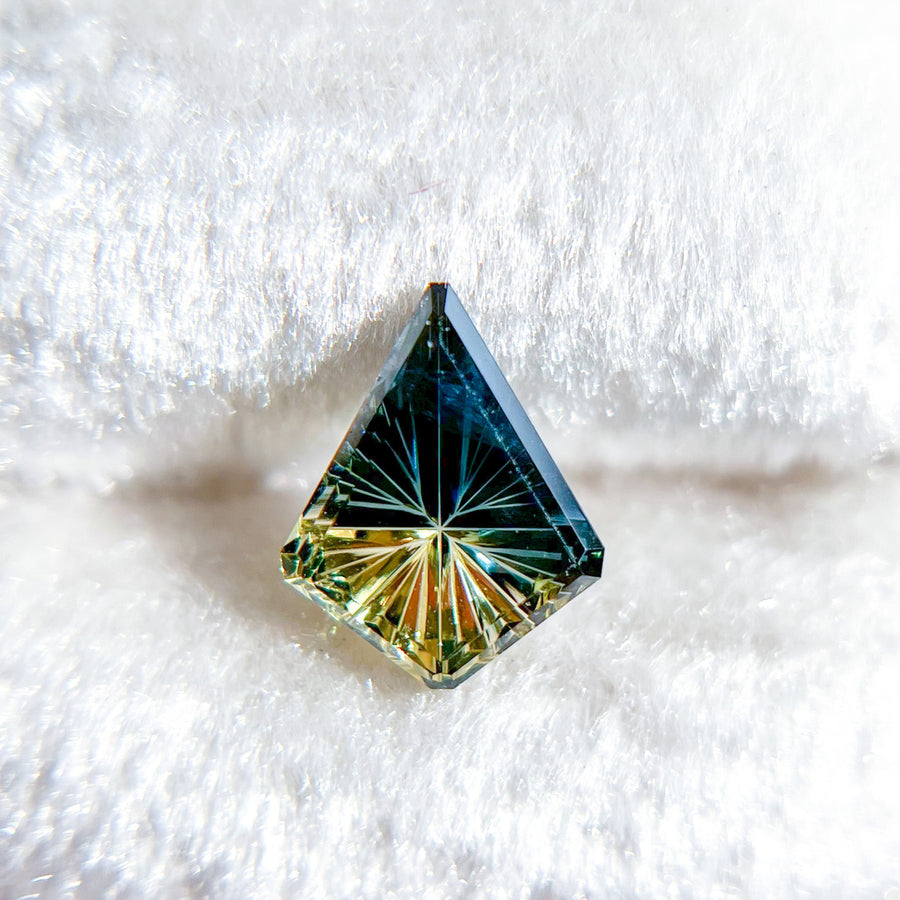 Parti Color Teal Lime Sapphire Starbrite™ Cut by John Dyer