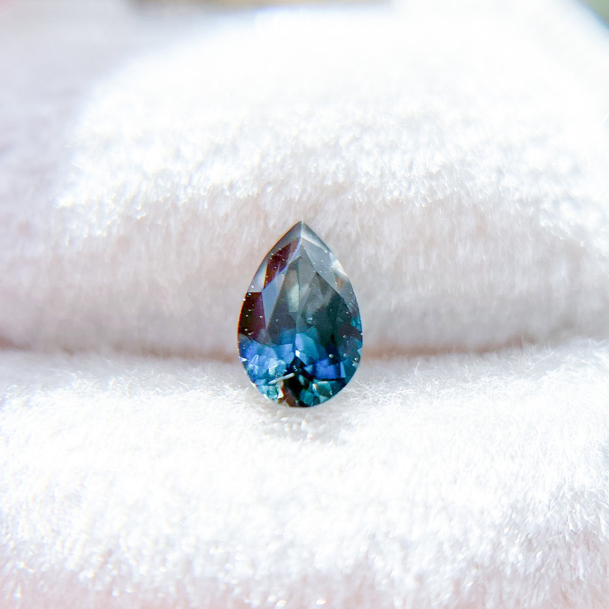Teal Blue Pear Cut Australian Sapphire
