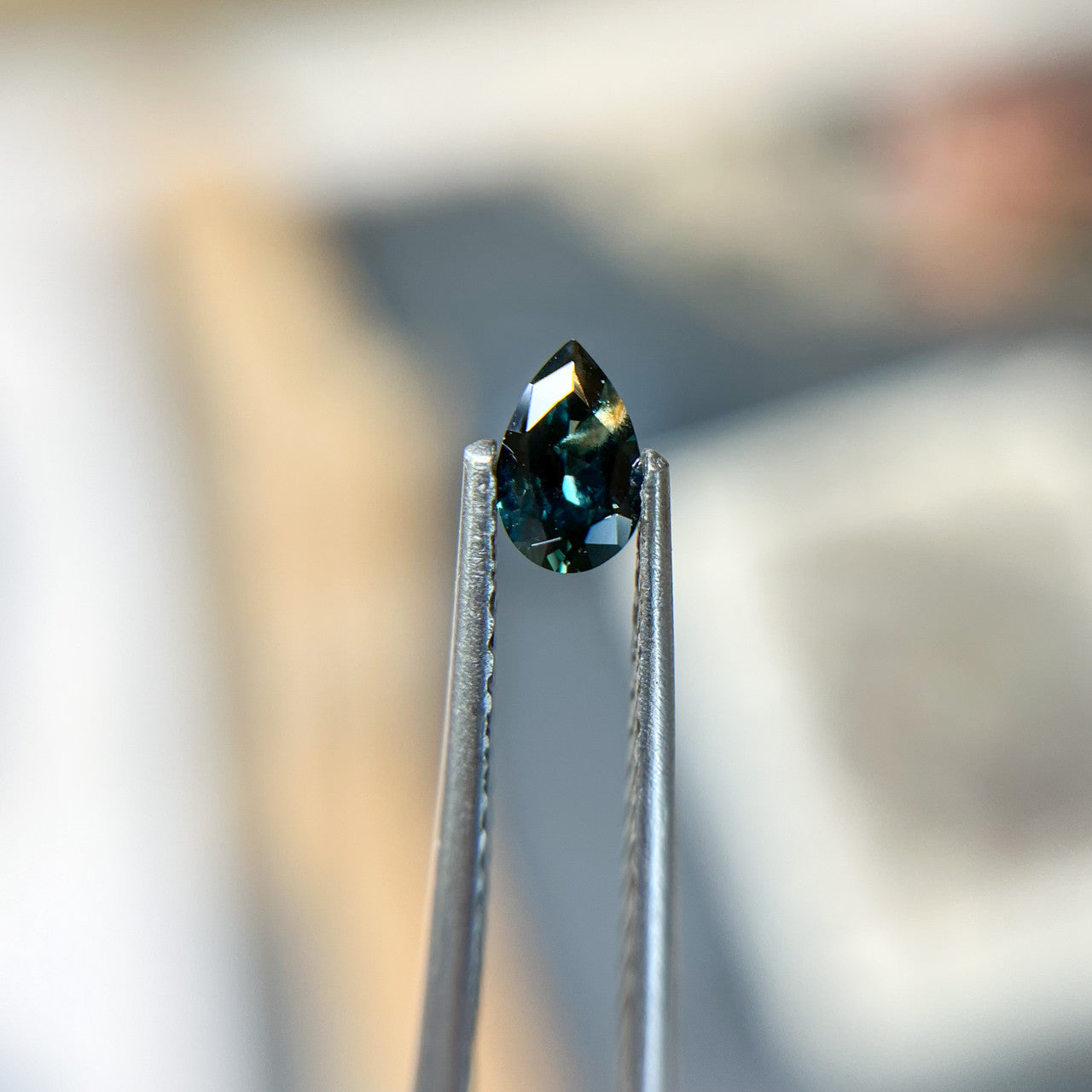 Teal Blue Pear Cut Australian Sapphire
