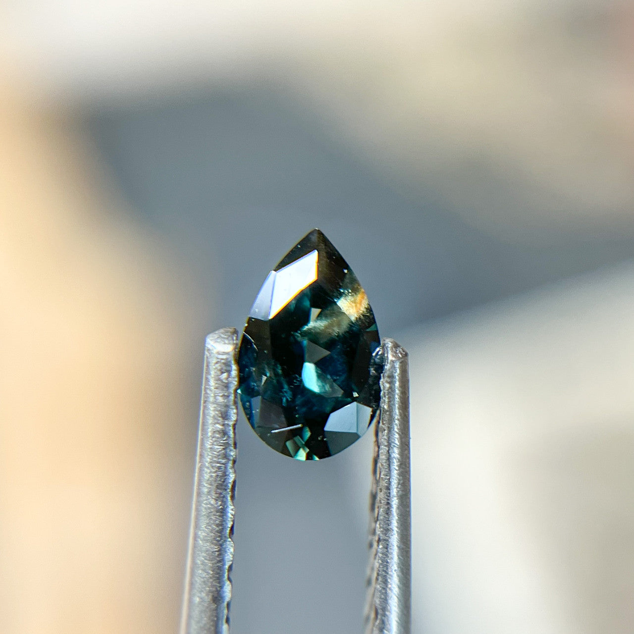 Teal Blue Pear Cut Australian Sapphire