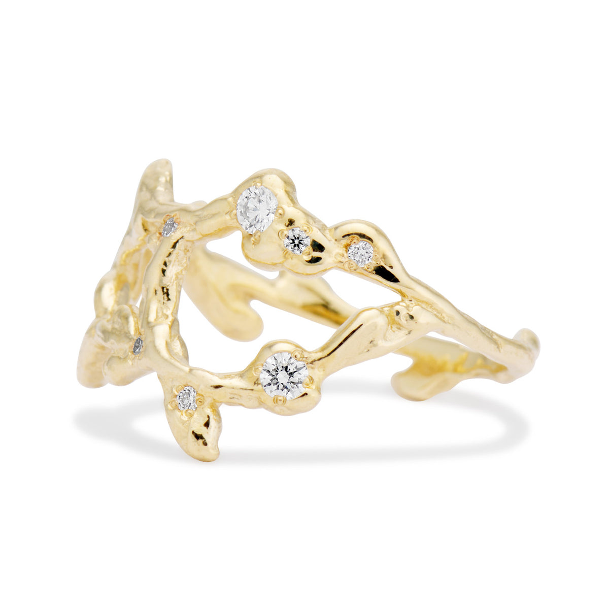 14K Yellow Gold Virgo Zodiac Starlight Ring