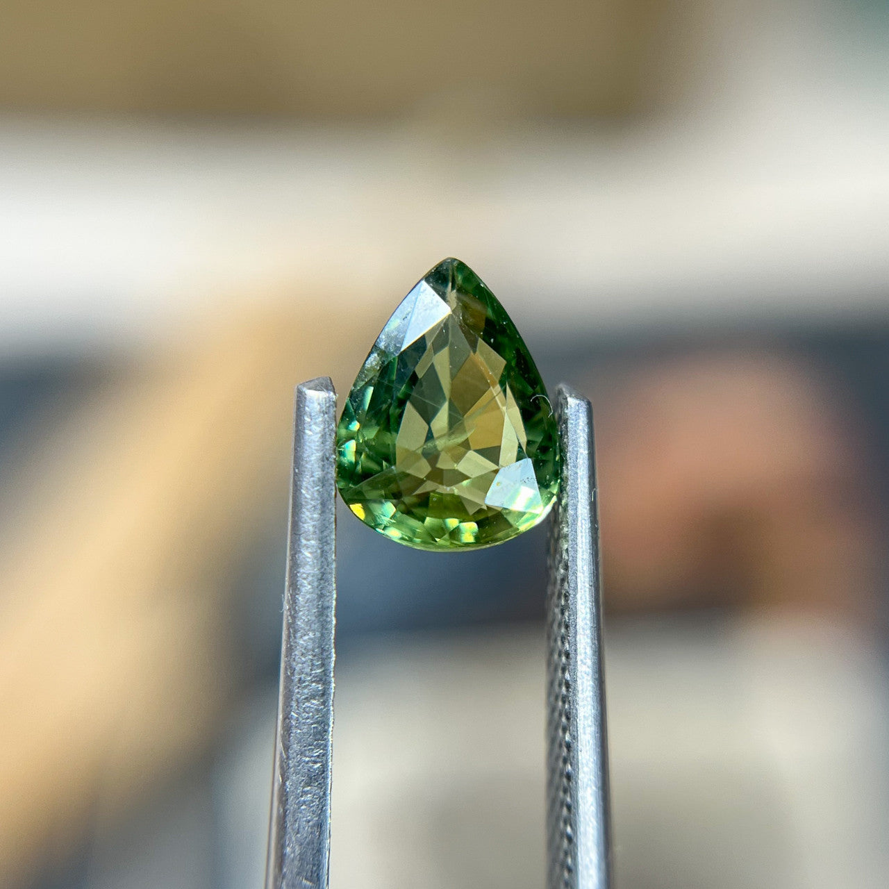 Pear Cut Light Green Montana Sapphire