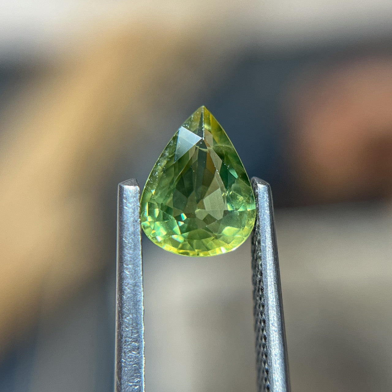 Pear Cut Bright Green Montana Sapphire