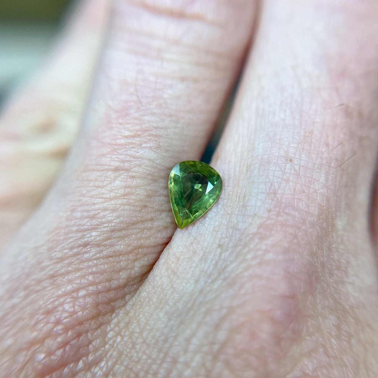 Pear Cut Bright Green Montana Sapphire