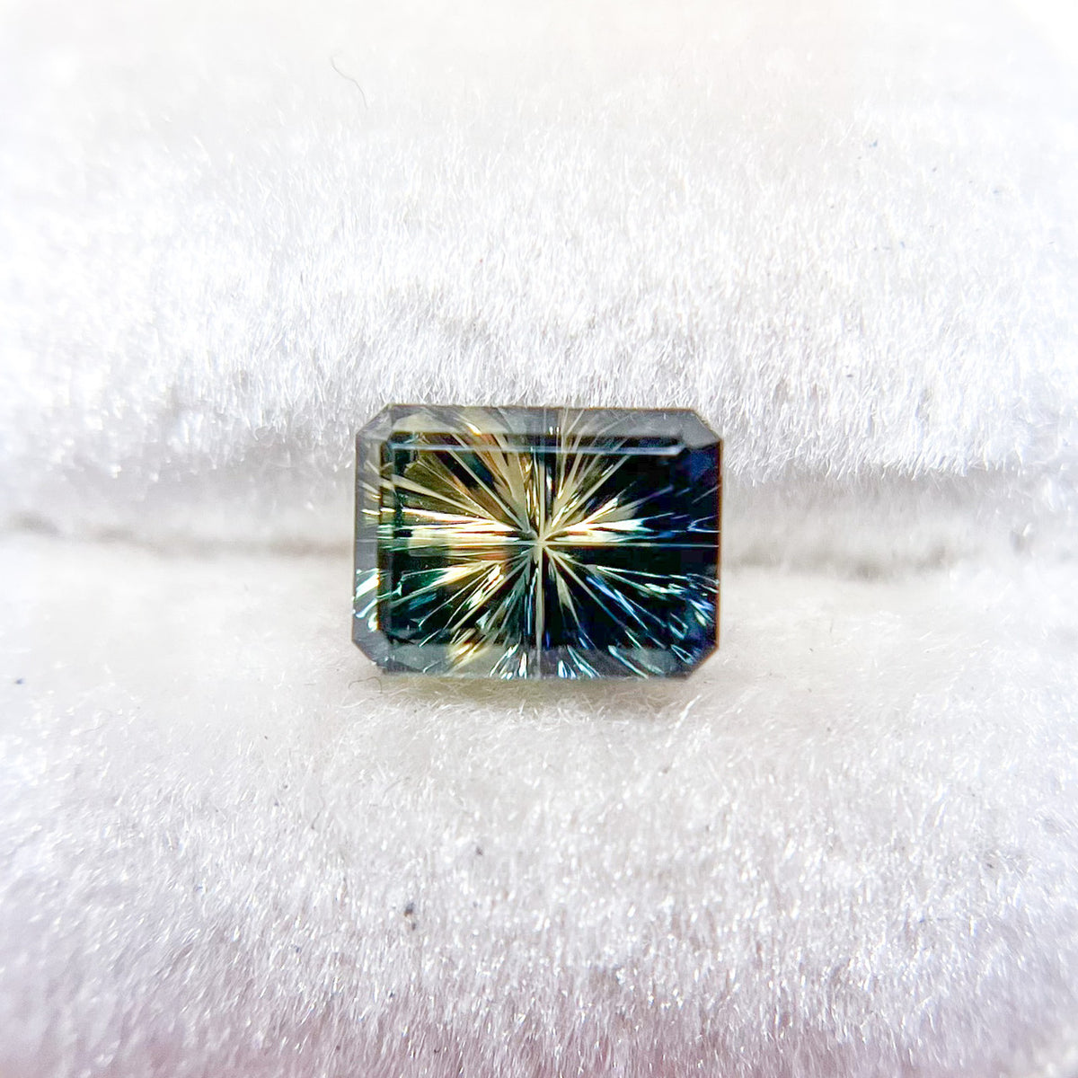 Parti Color Teal Lime Green Australian Sapphire Starbrite™ Cut by John Dyer