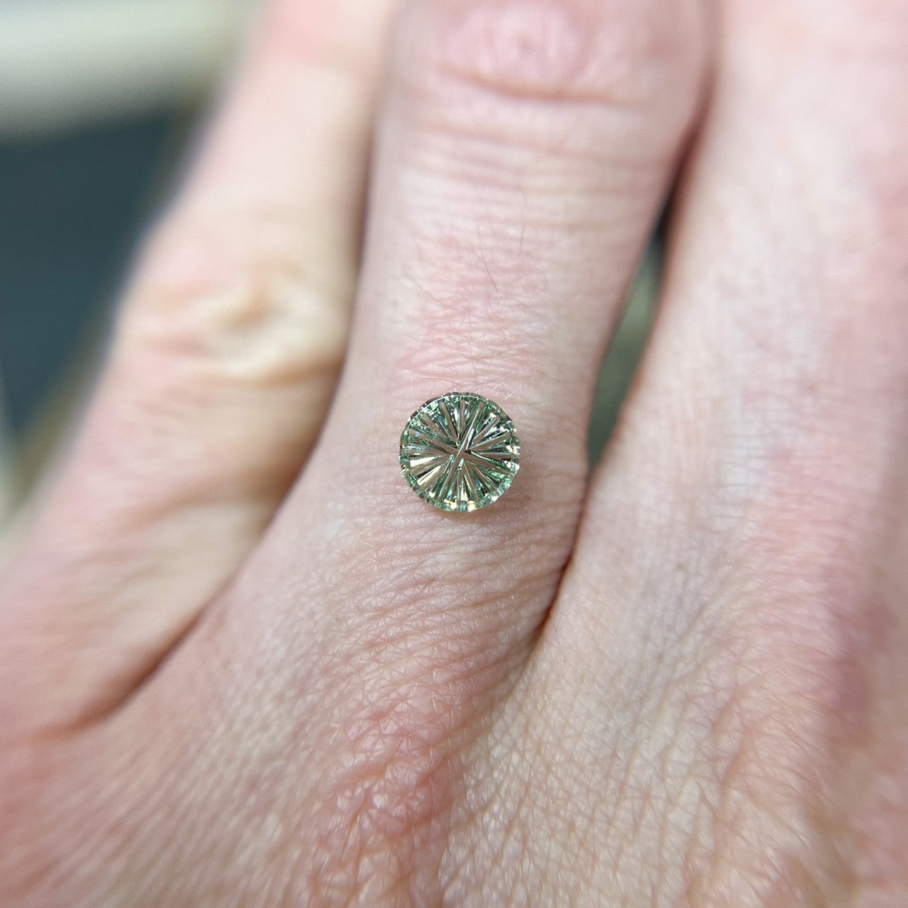 Light Green Round Montana Sapphire StarBrite™ Cut by  John Dyer