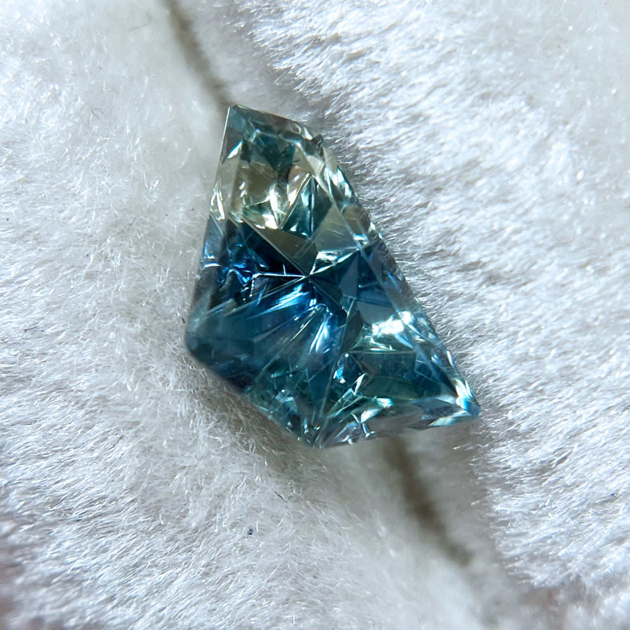 Teal Blue Lime Parti Color Freeform Sapphire Dreamscape™ Cut by  John Dyer