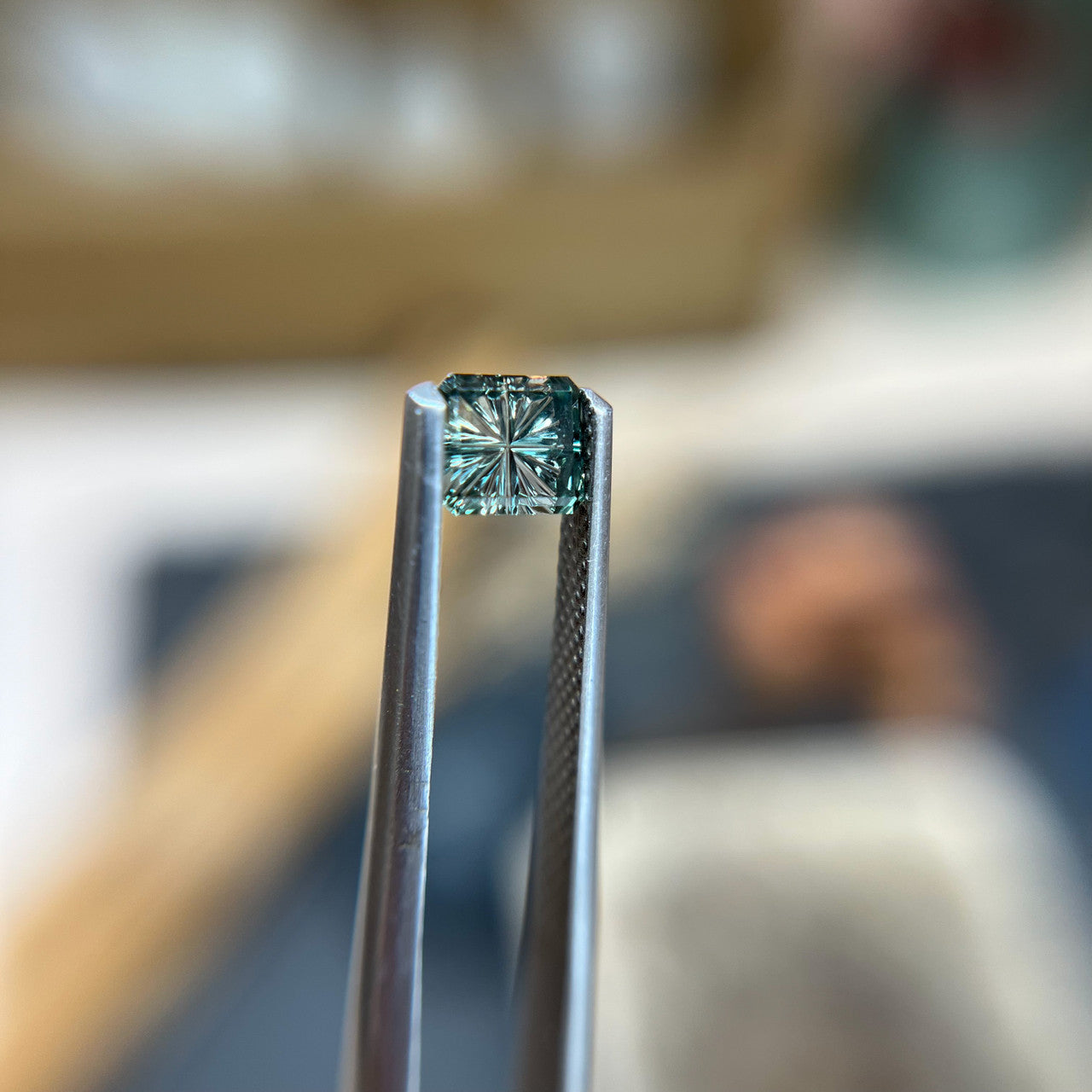 Parti Color Teal Green Montana Sapphire StarBrite™ Cut by John Dyer