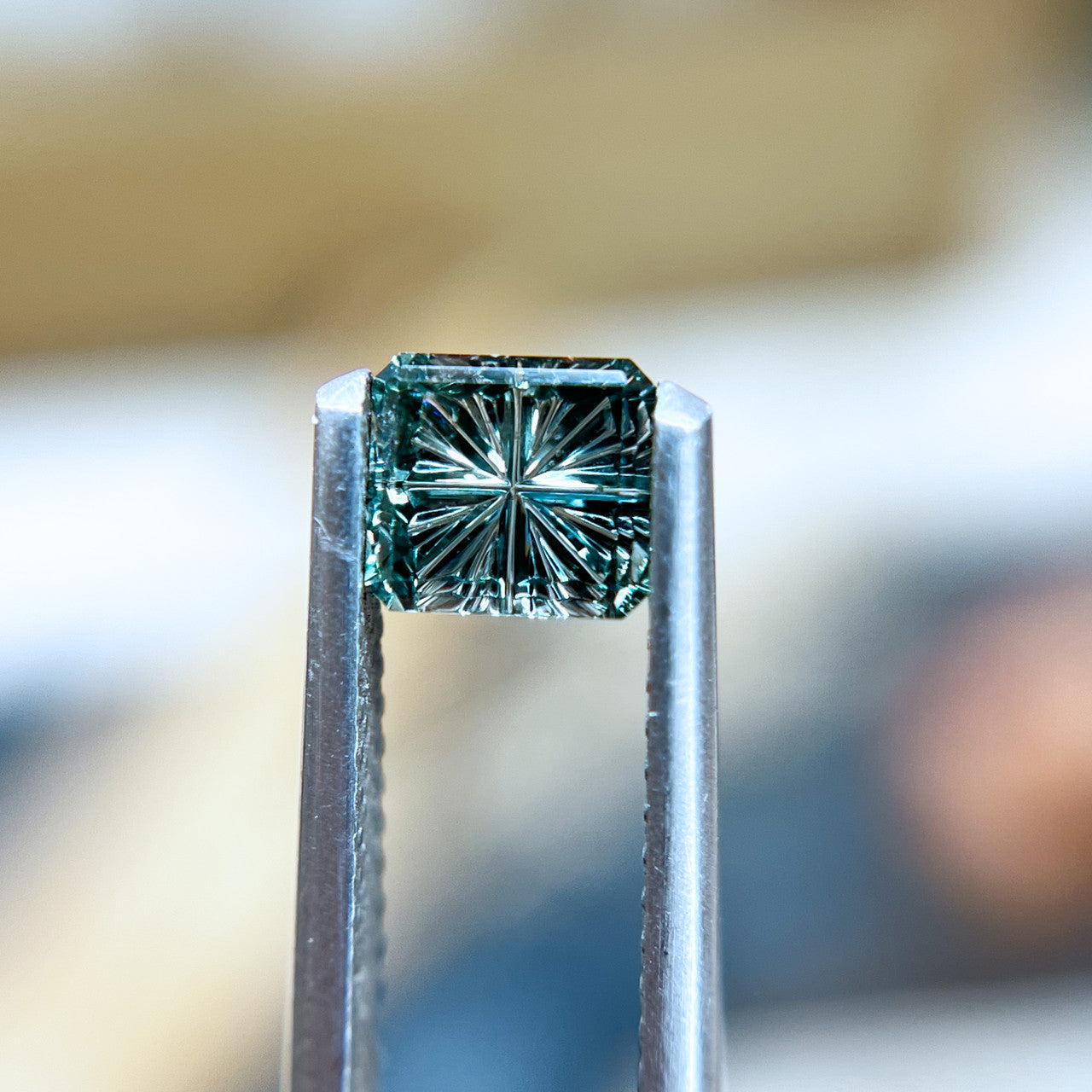 Parti Color Teal Green Montana Sapphire StarBrite™ Cut by John Dyer