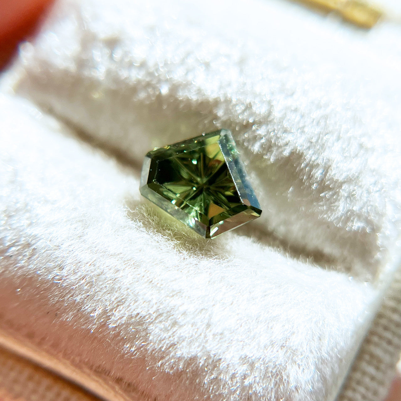 Green Lime Freeform Australian Sapphire StarBrite™ Cut by John Dyer