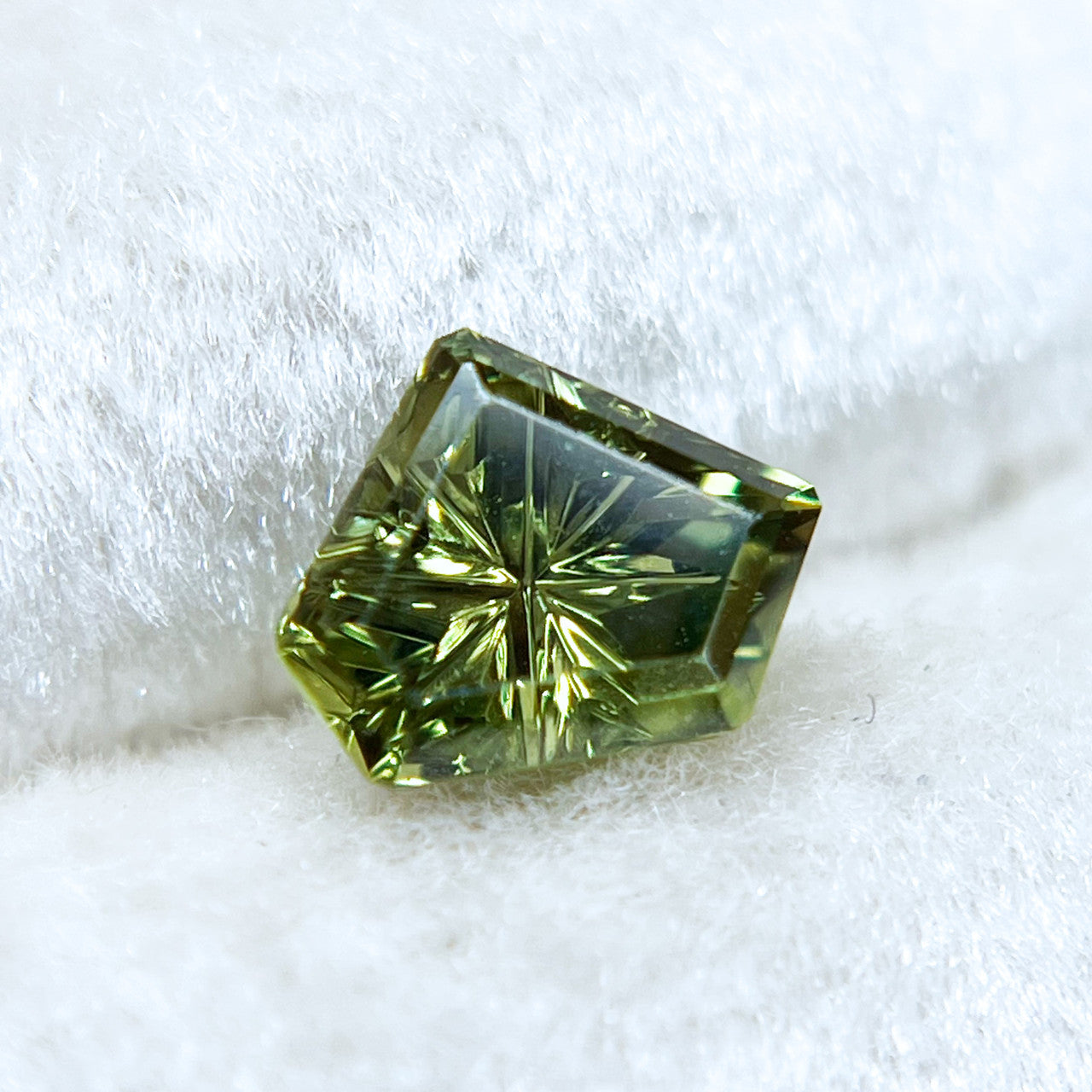 Green Lime Freeform Australian Sapphire StarBrite™ Cut by John Dyer